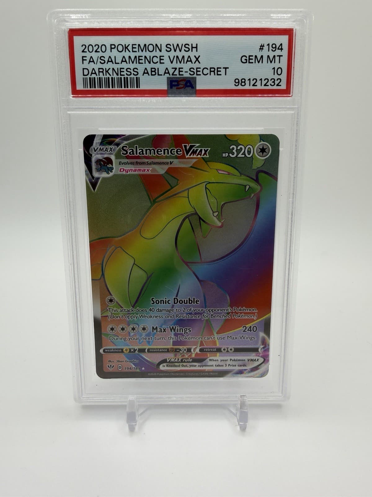 The Pokémon Company Salamence VMAX 194/189 Darkness Ablaze Secret Holo EN PSA 10