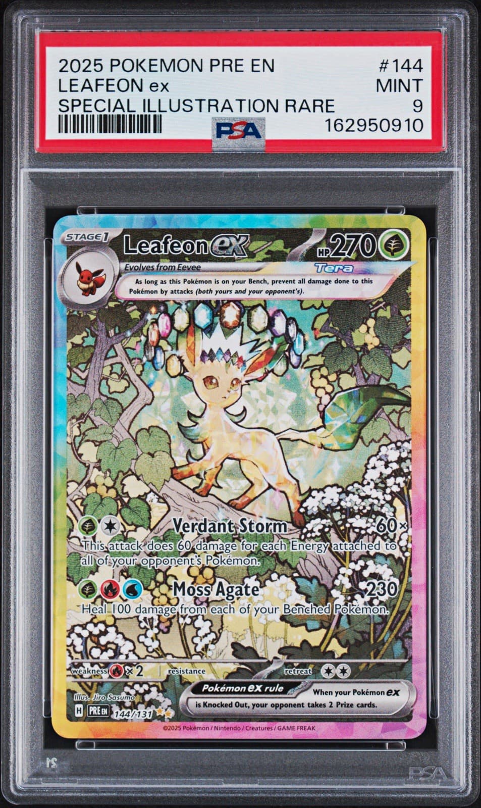 Pokemon TCG 2025 Sv Prismatic Evolutions Leafeon ex SIR Holo PSA 9 144/131