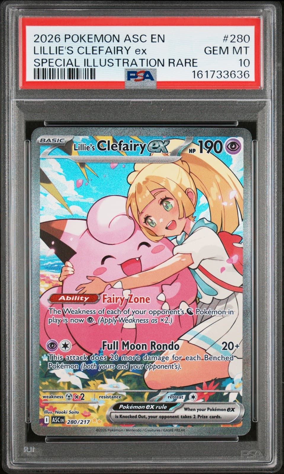 2026 POKEMON ASC EN-ASCENDED HEROES #280 LILLIE'S CLEFAIRY EX PSA 10