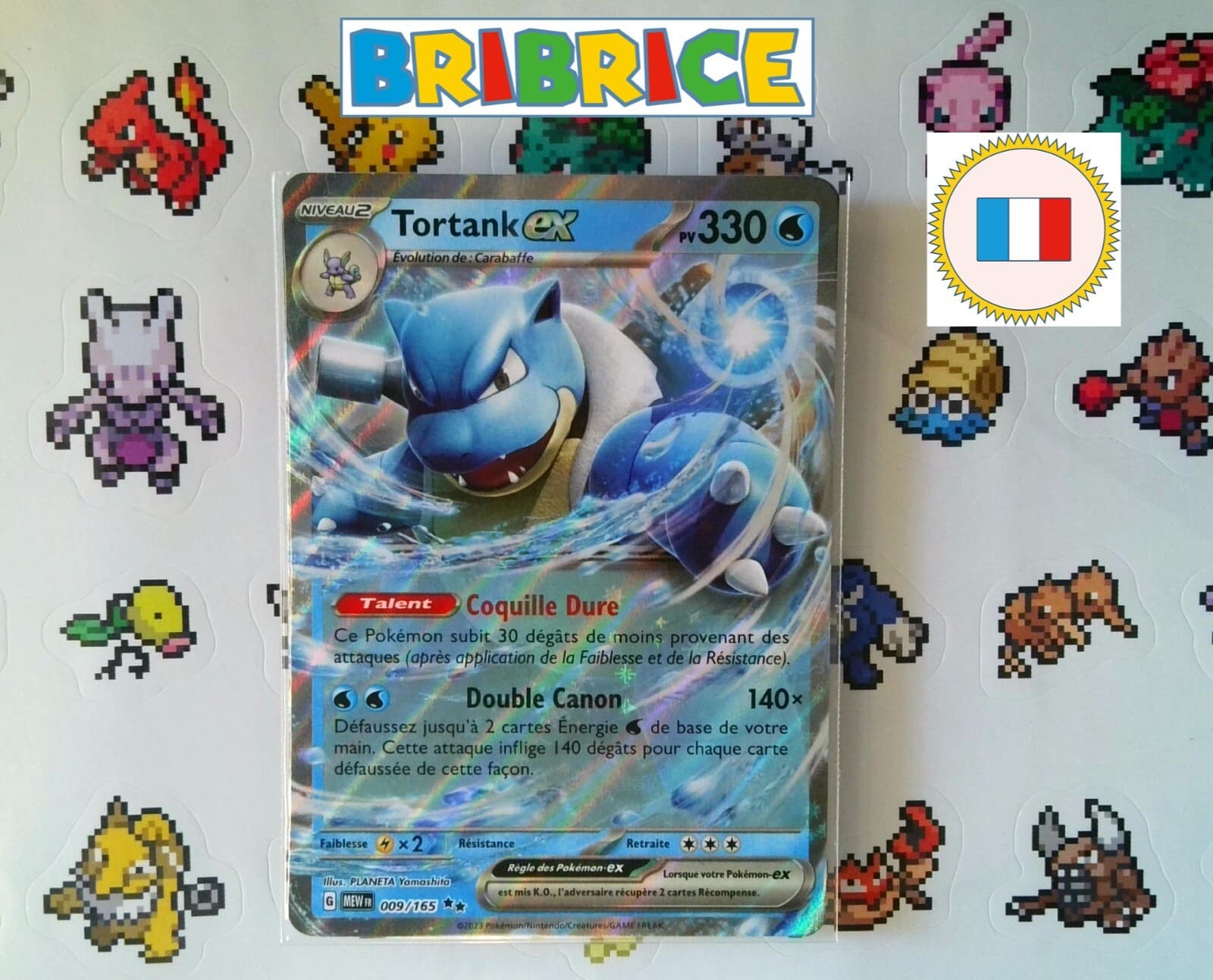Carte pokemon Tortank ex Blastoise ex MEW 151 9/165 FR