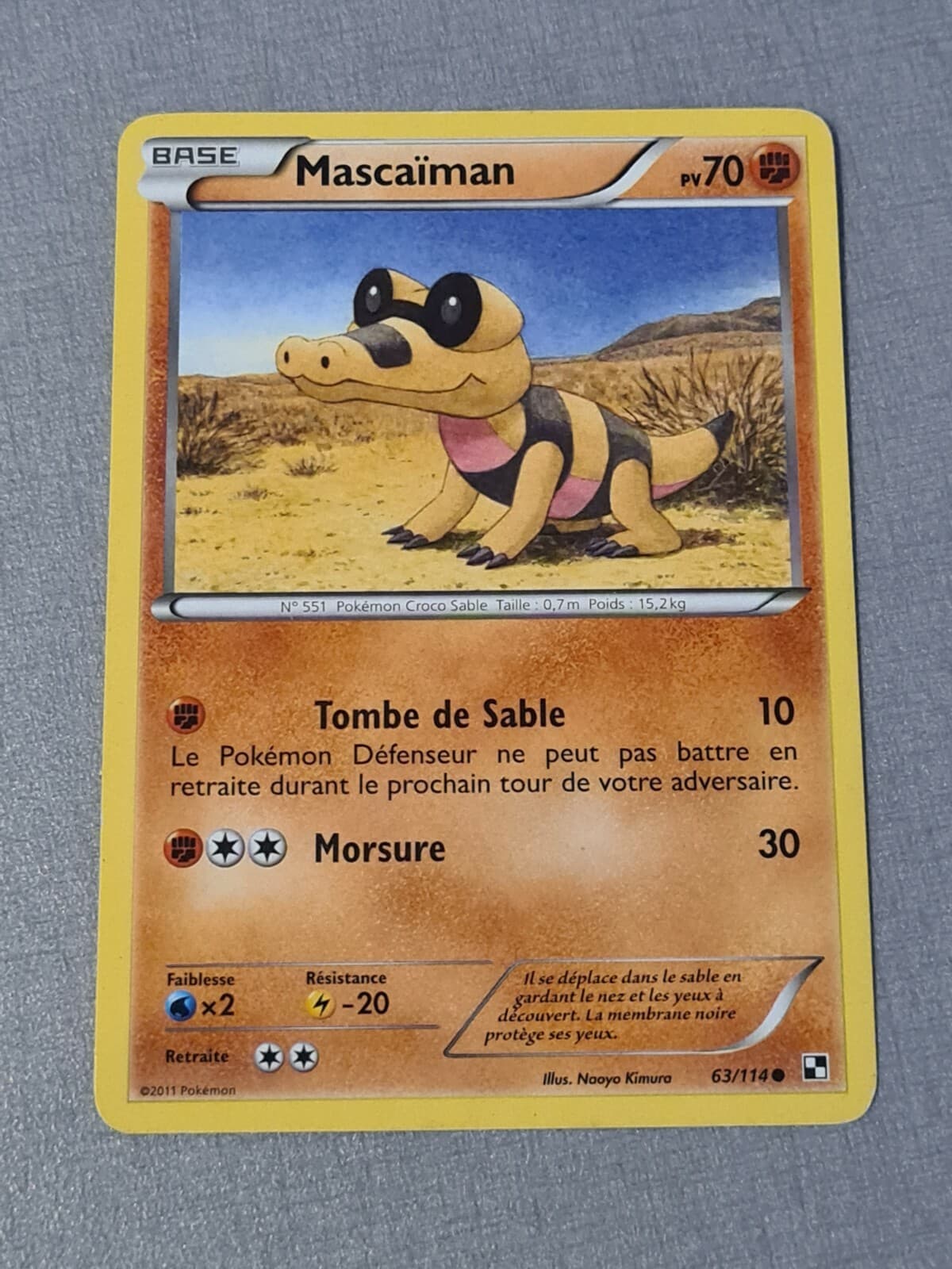 Carte Pokemon Française mascaiman 63/114 noir et blanc