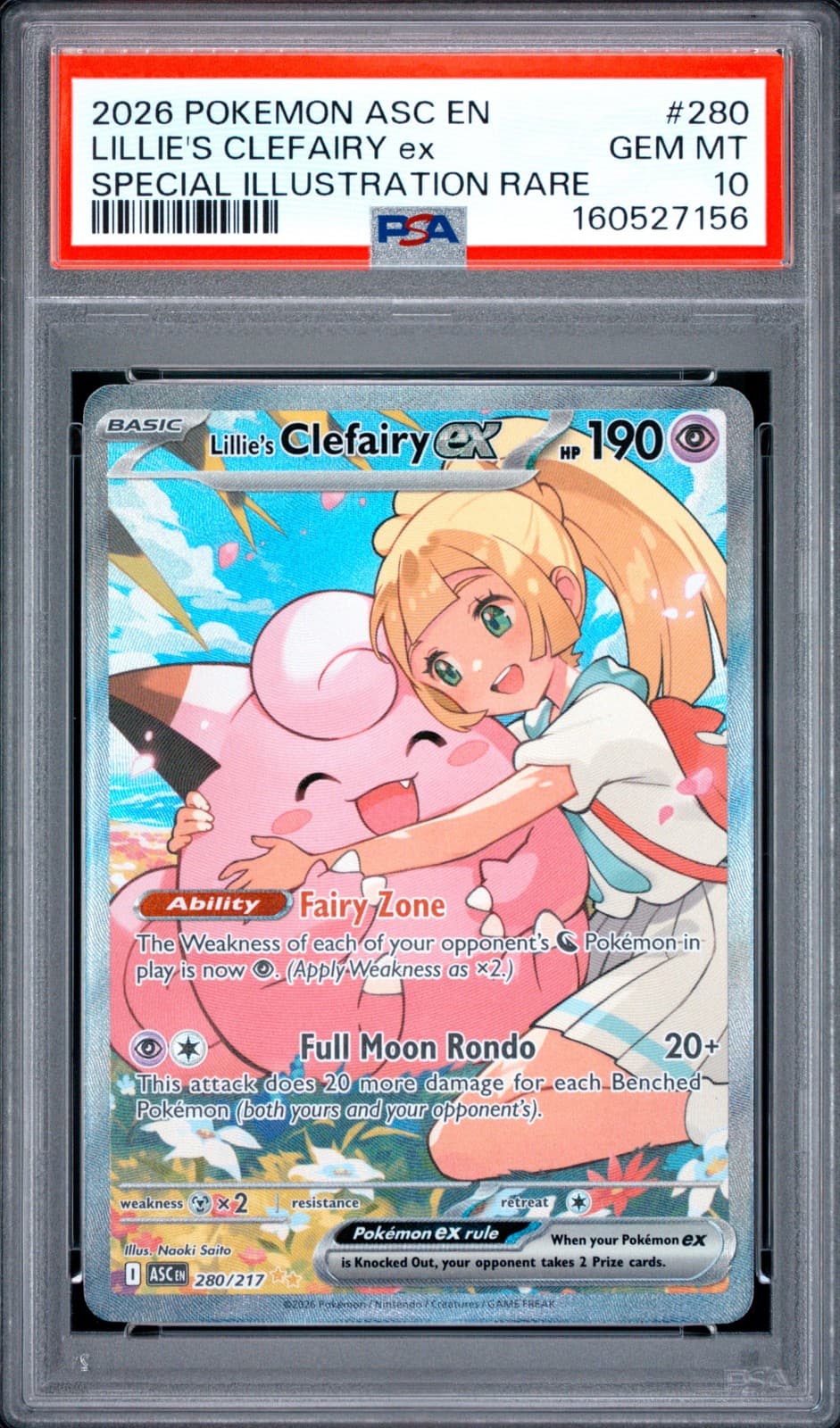 2026 POKEMON ASC EN-ASCENDED HEROES #280 LILLIE'S CLEFAIRY EX PSA 10
