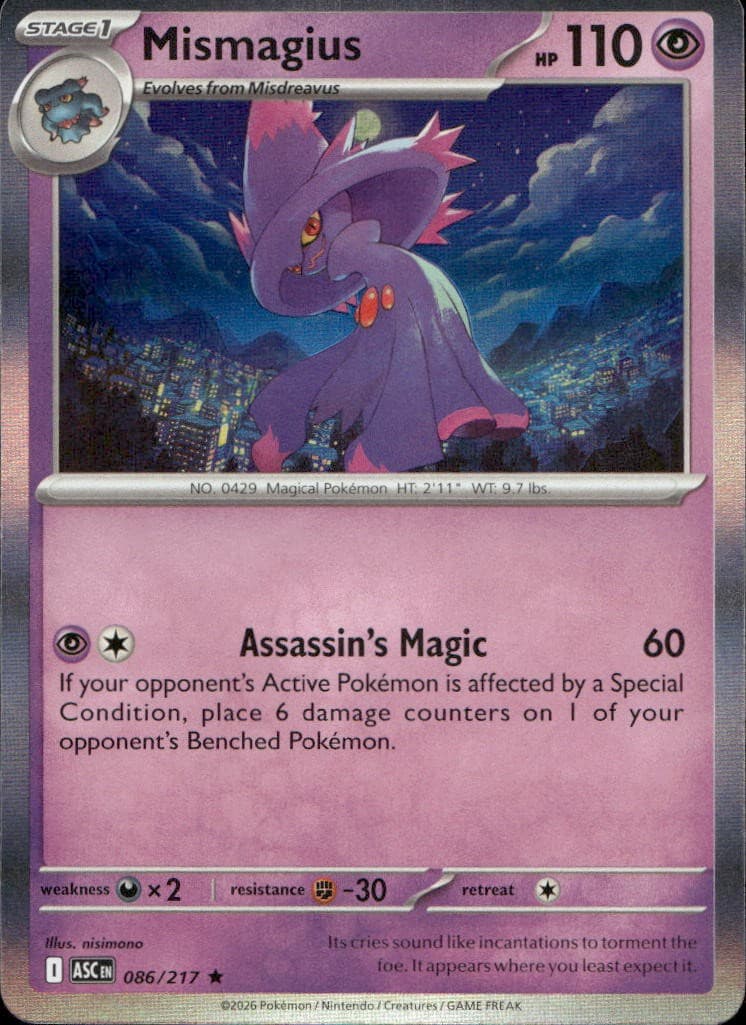 Mismagius 086/217 ME Ascended Heroes Holo R NM Pokémon — English