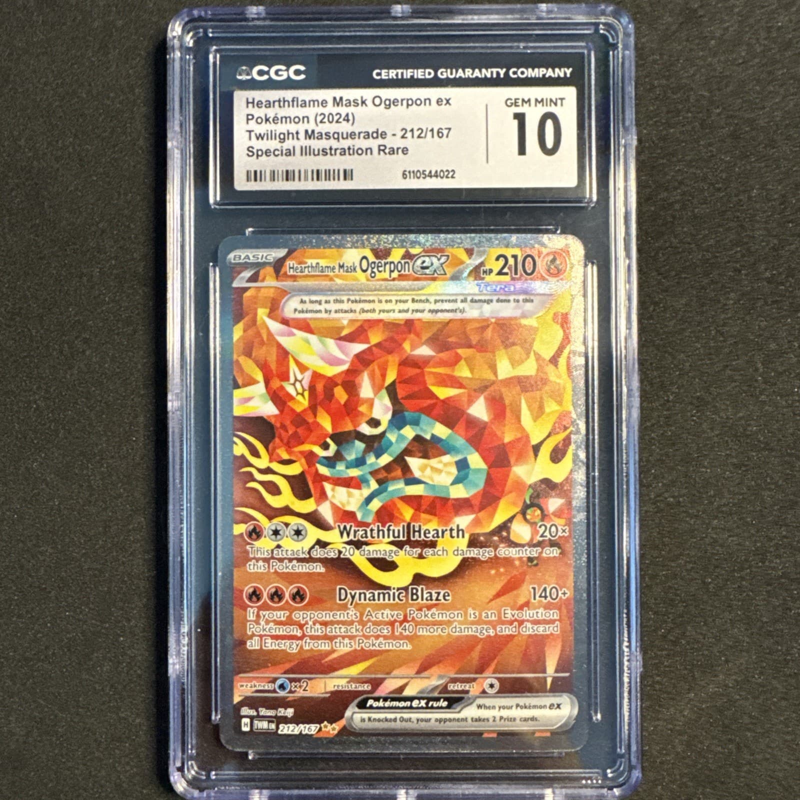 Pokémon Hearthflame Mask Ogerpon ex Holo Twilight Masquerade 212/167 CGC 10