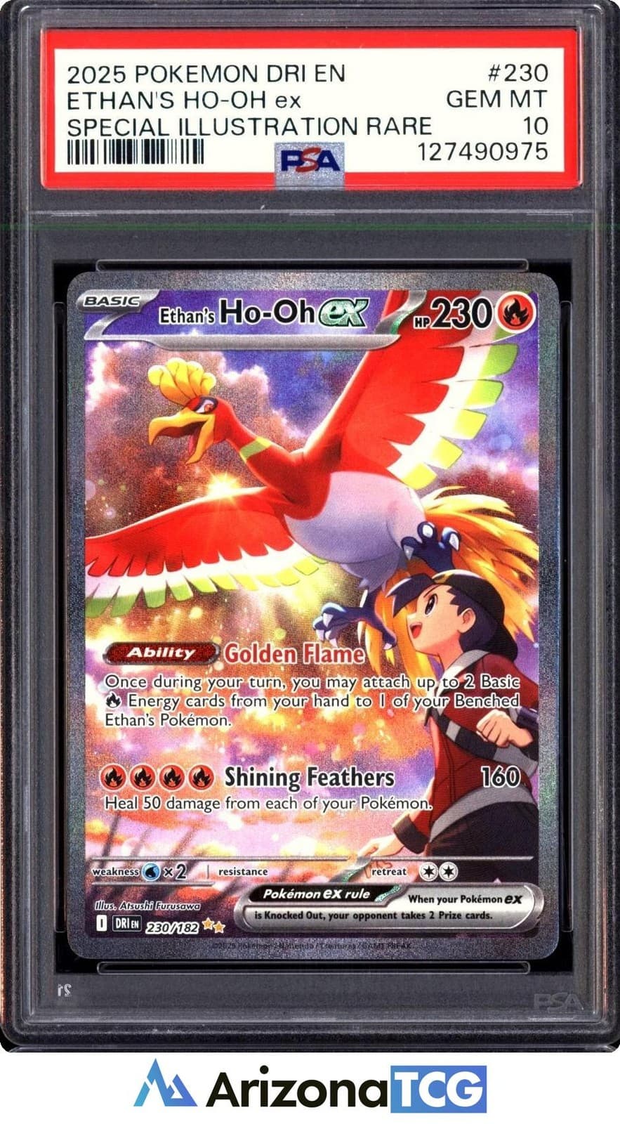 Pokemon 2025 Ethan's Ho-Oh ex 230/182 SIR Destined Rivals GEM MINT PSA 10