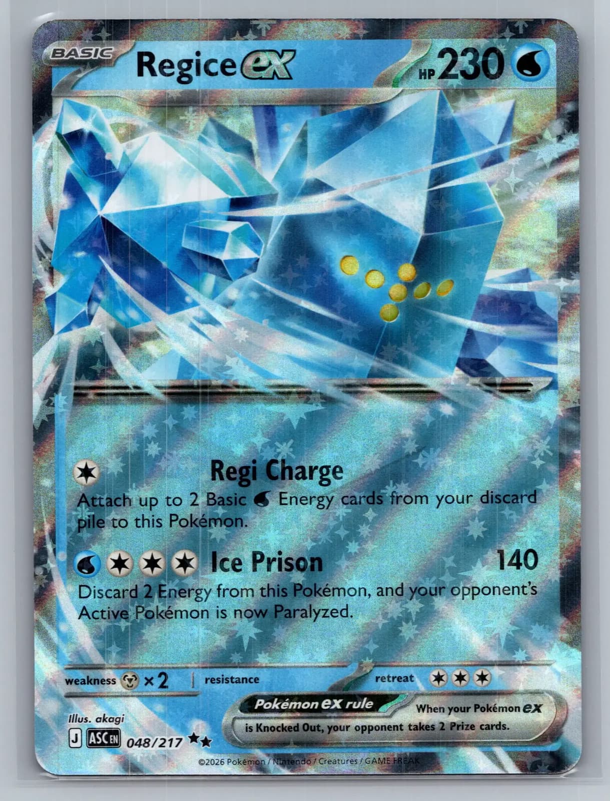 Regice EX #48/217 2026 Mega Evolution – Ascended Heroes Pokemon TCG