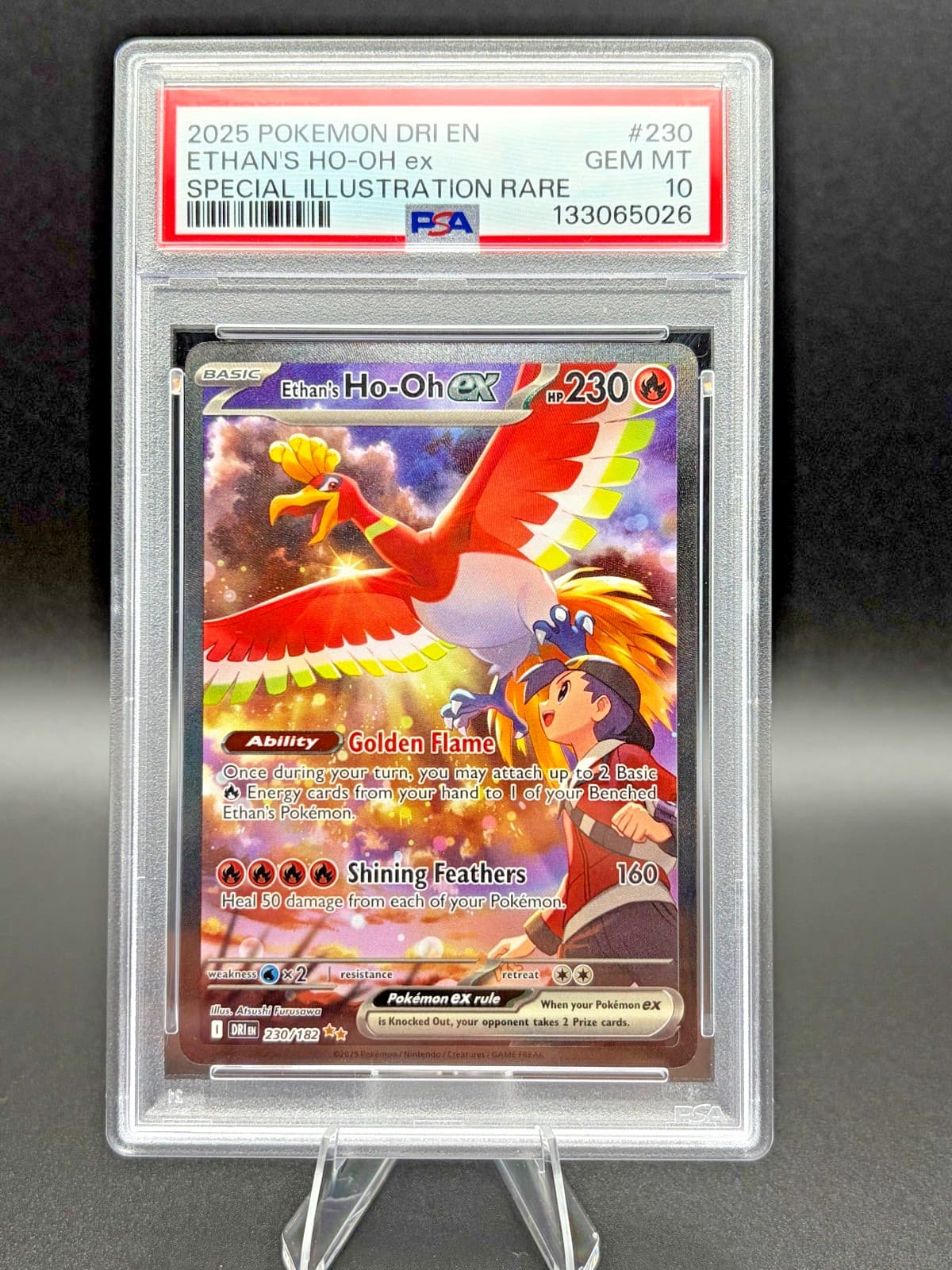2025 Pokemon Ethan's Ho-Oh ex, 230/182 (Holo - SIR) **PSA 10 Gem Mint