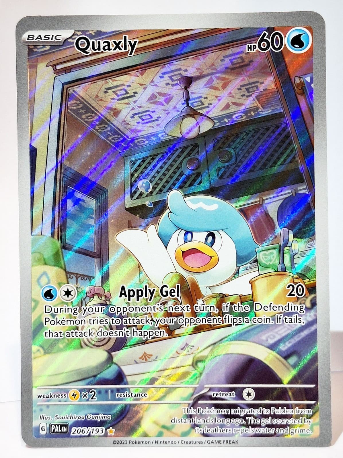 Pokemon Karte Quaxly 206/193 Kwaks Entwicklungen in Paldea Illustration Rare NM