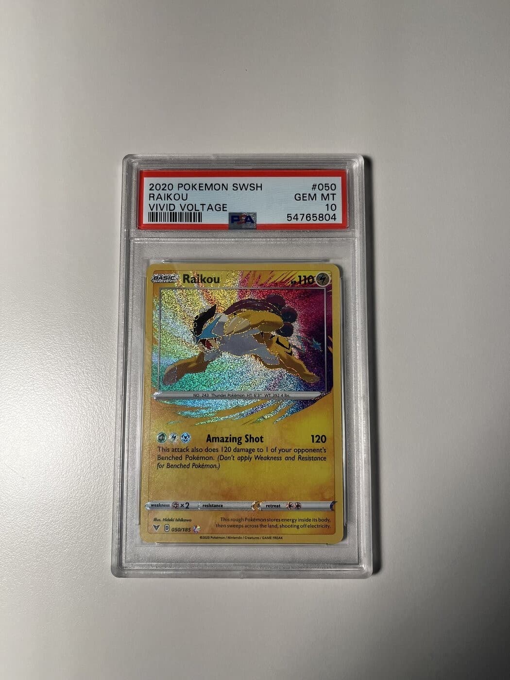 2020 Pokemon Raikou 050/185 Vivid Voltage PSA 10 Gem Mint - CASE DAMAGE