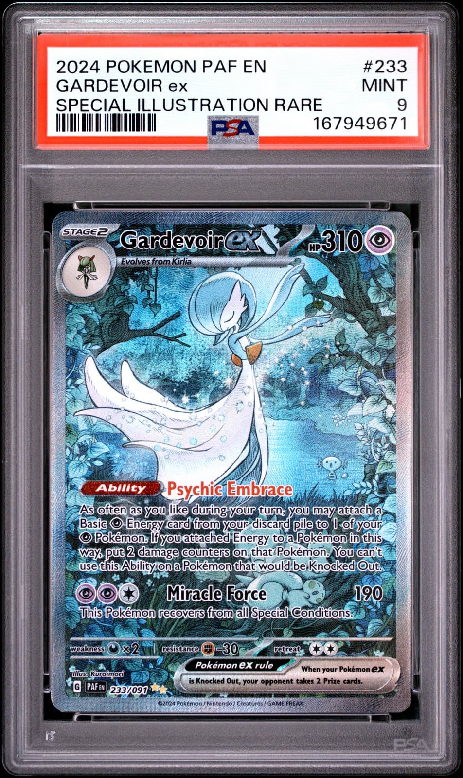 Gardevoir EX 233/091 Special Illustration Rare Paldean Fates Pokemon PSA 9 *671