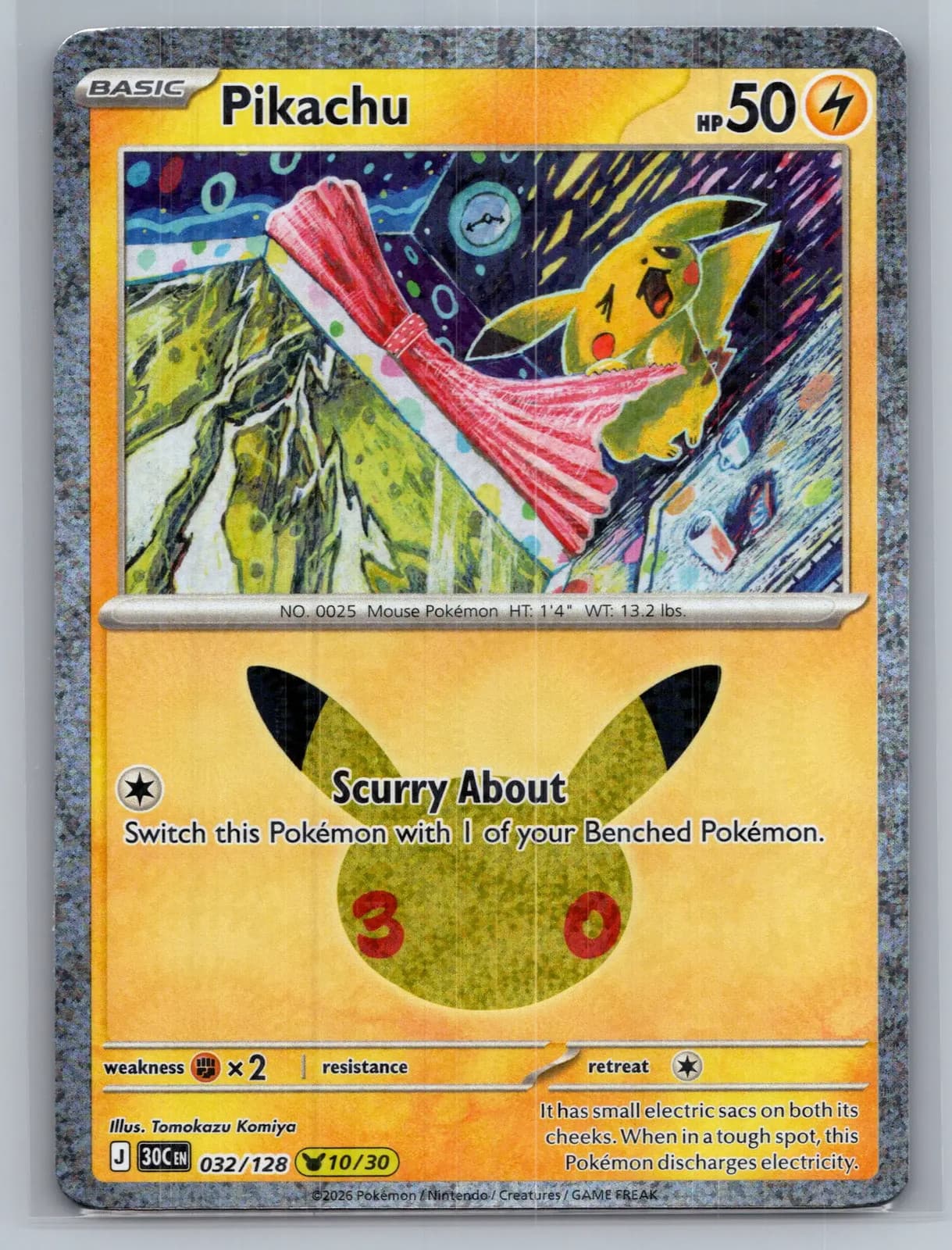 Pikachu #32/128 30th Celebration Pokemon TCG