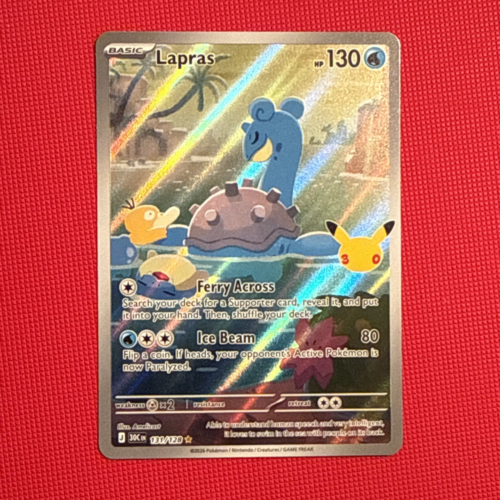 Pokemon TCG 30C 131/128 Lapras 30th Anniversary Celebration IR Pokemon TCG 2026
