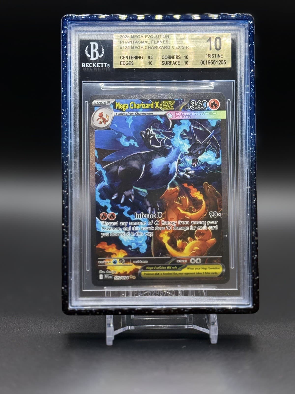 Mega Charizard X ex 125/094 Me02: Phantasmal Flames Holo BGS 10