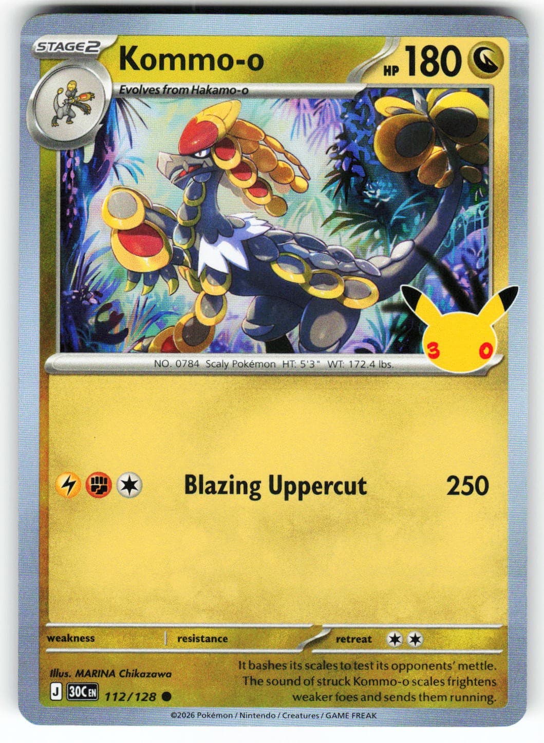 Kommo-o 112/128 ME: 30th Celebration Pokemon TCG Holo Near Mint