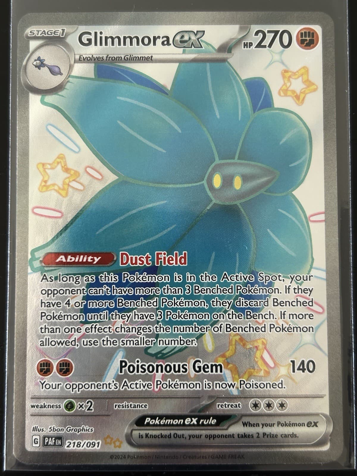 Glimmora ex 218/091 Shiny Ultra Rare Paldean Fates Pokemon Holo Near Mint NM