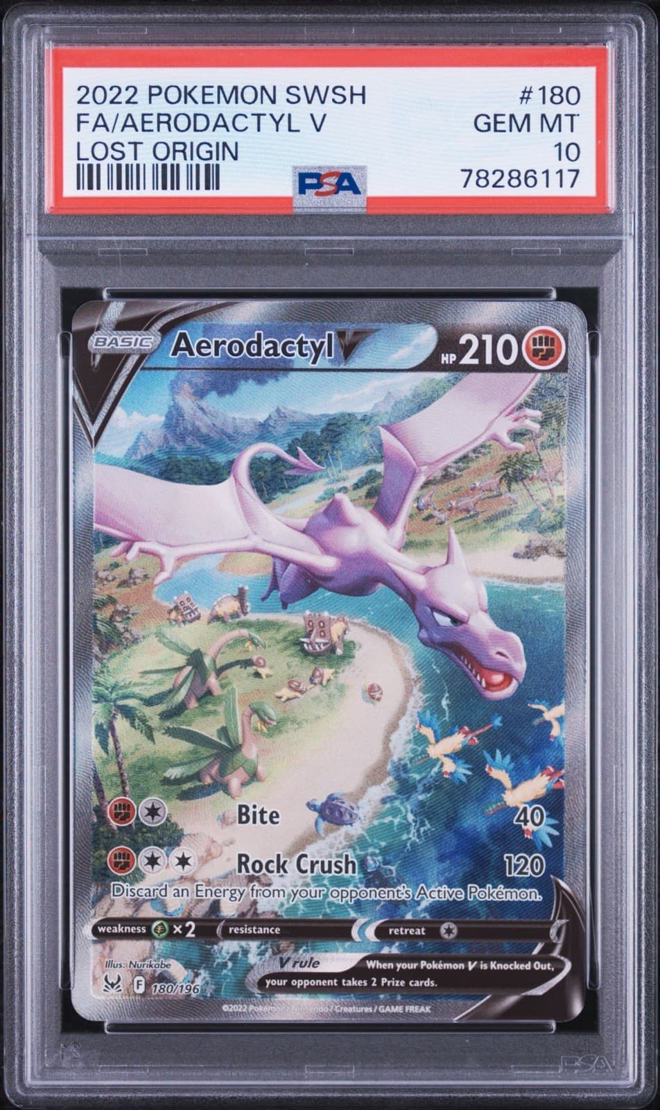 2022 Pokémon SWSH FA/Aerodactyl V Lost Origin #180 PSA 10 GEM MT