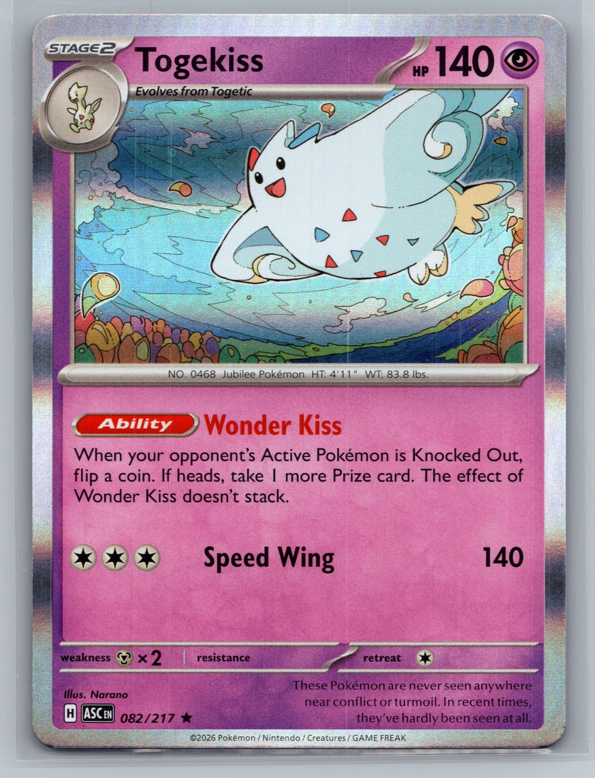 Togekiss 82/217 Ascended Heroes Holo Rare Pokemon TCG NM
