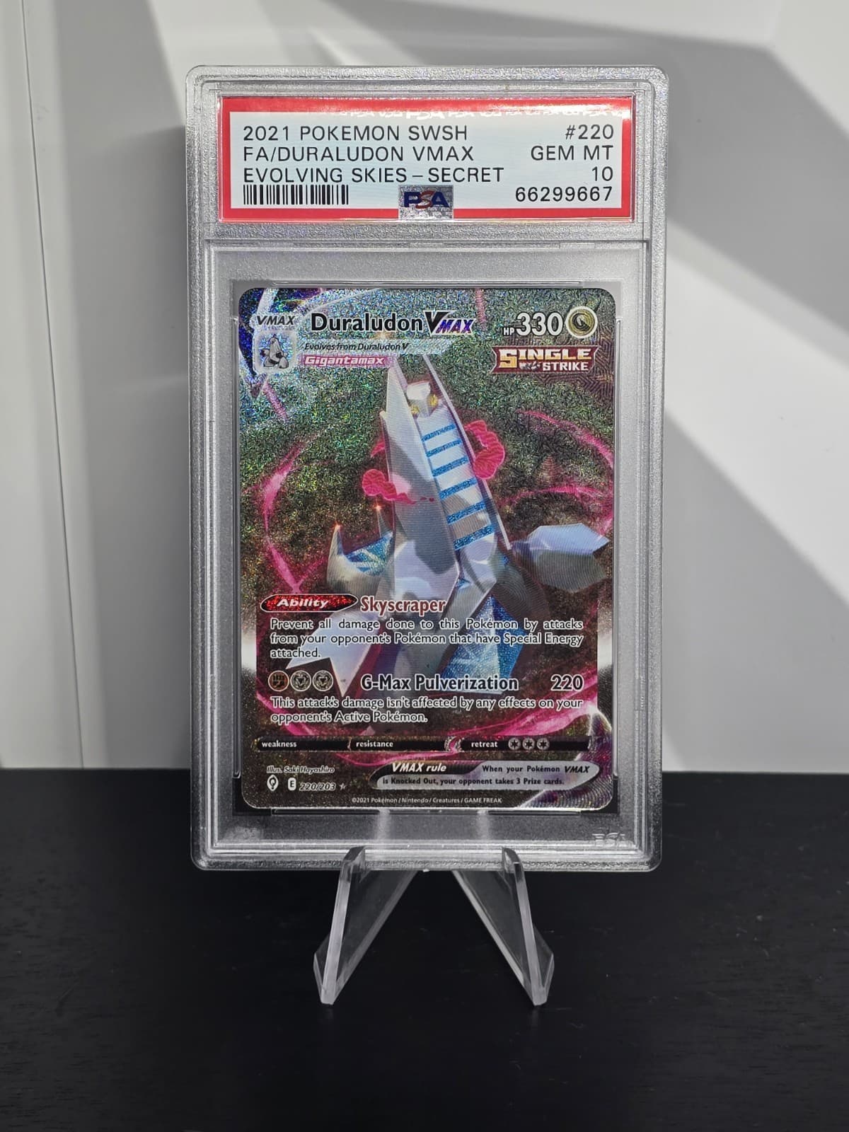 PSA 10 Duraludon VMAX Alternate Art Secret 220/203 Evolving Skies Pokemon Holo