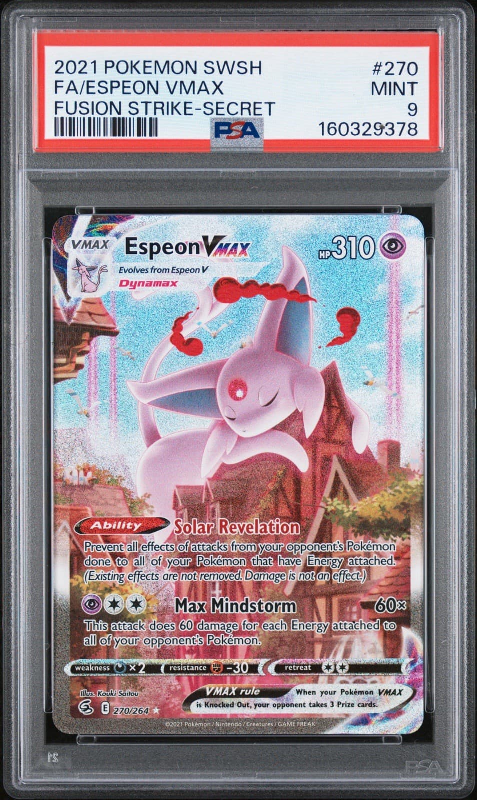 2021 Pokemon SWSH - Fusion Strike-Secret FA Espeon VMAX #270/264 PSA 9 NEW CERT!