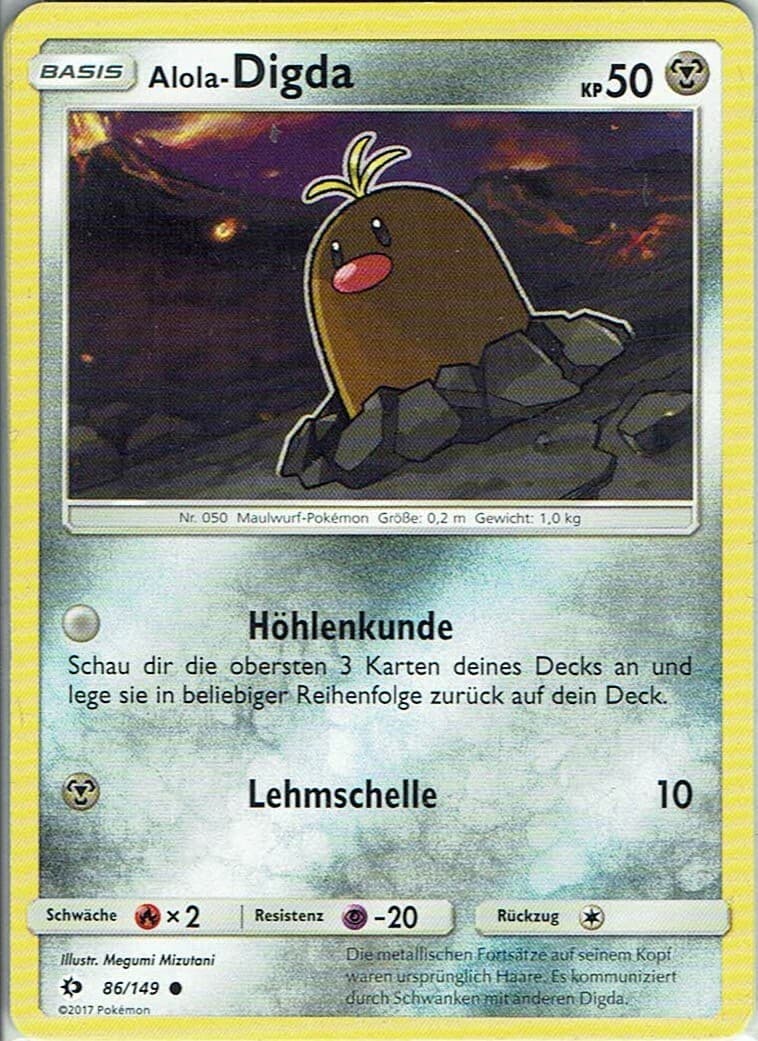 Pokemon Karte TCG Trading Card Sonne und Mond Nr. 86/149 Alola-Digda deutsch