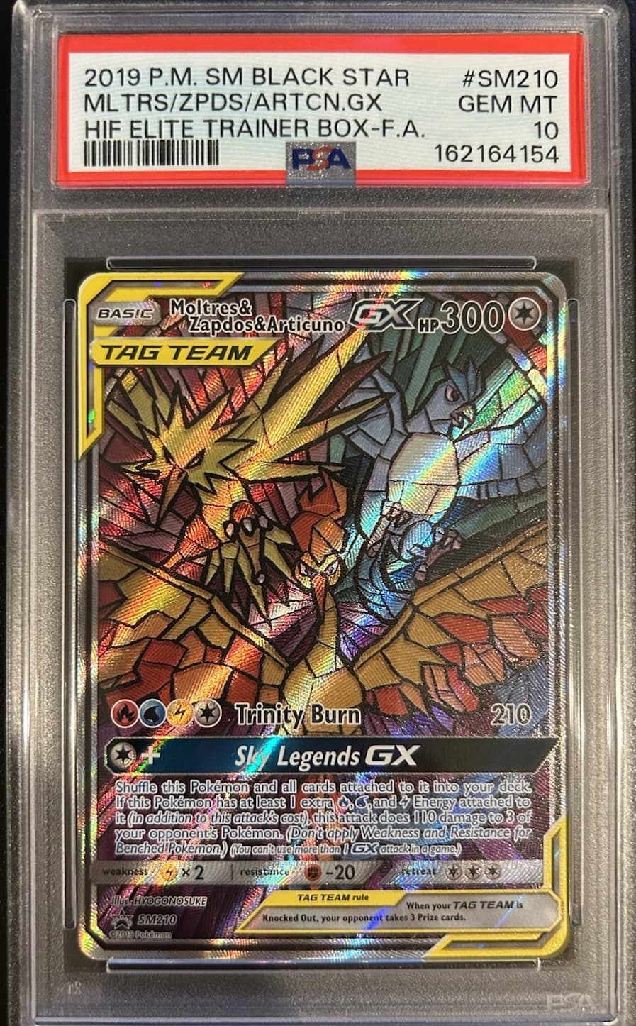 2019 Hidden Fates Moltres Zapdos Articuno GX Black Star Promo #SM210 - PSA 10