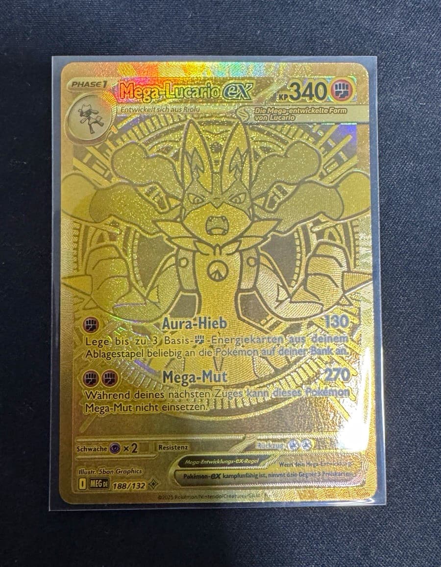Pokémon TCG Mega-Lucario EX 188/132 Gold Full Art Holo DE | NM