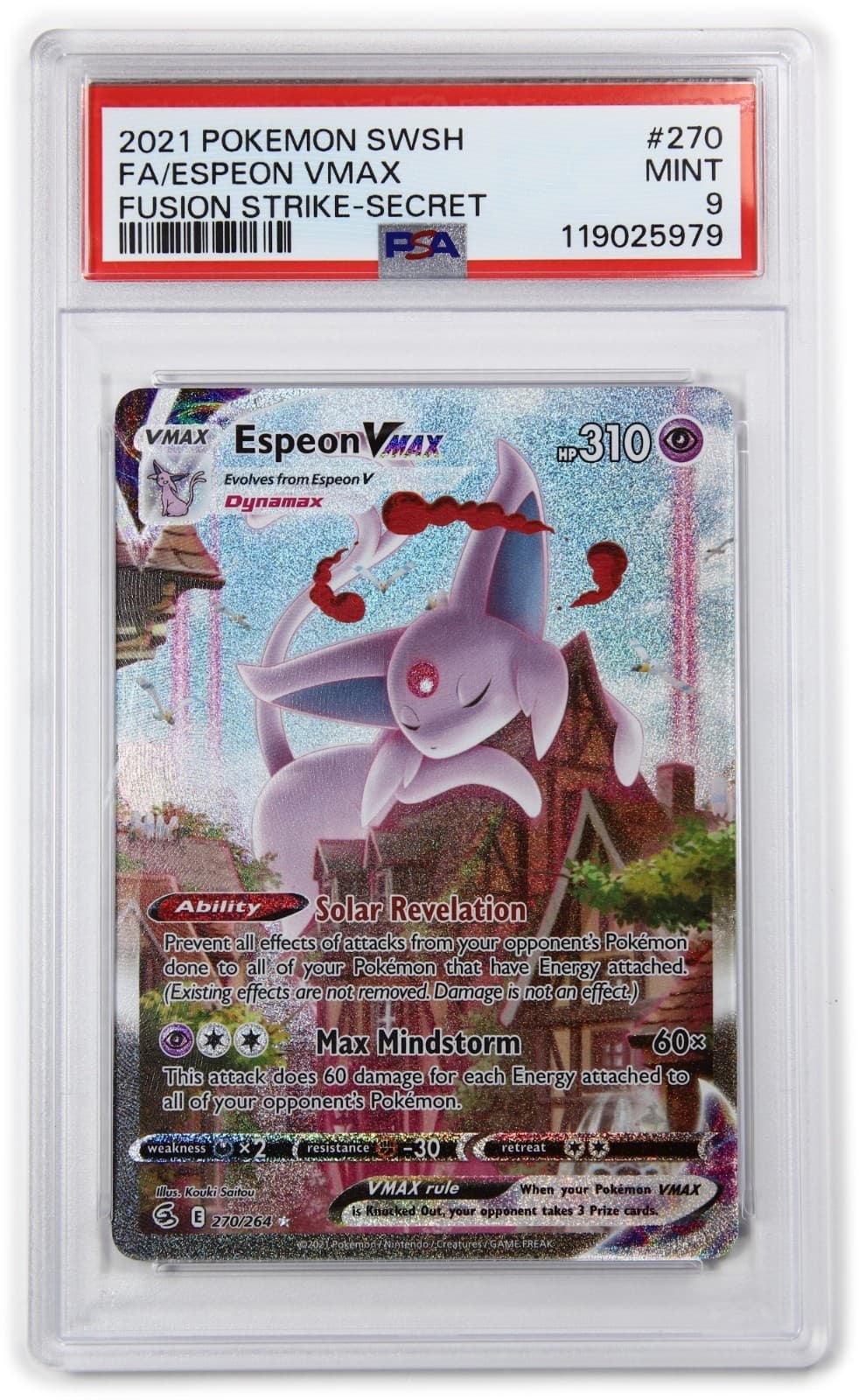 2021 PSA MINT 9 - Pokemon Fusion Strike 270/264 Espeon VMAX Full Art Card 63585B