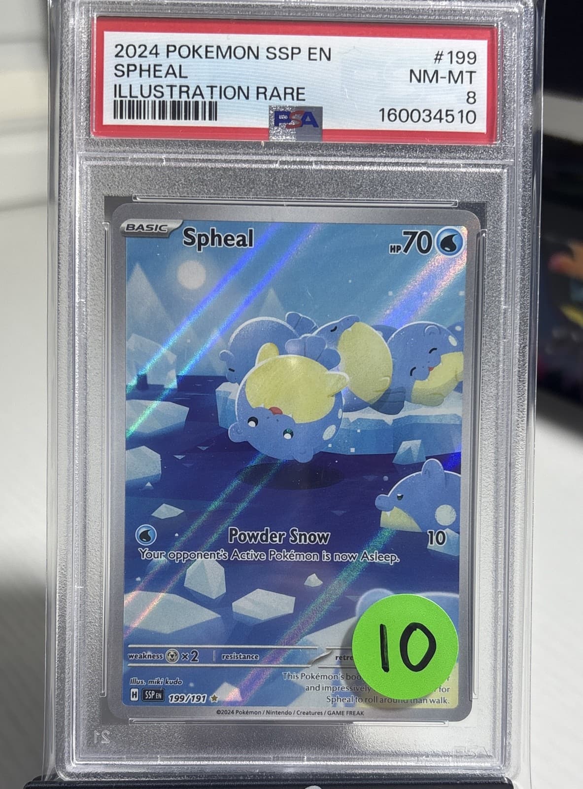 Spheal 199/191 Sv08: Surging Sparks Holo - PSA 8 NM-MT