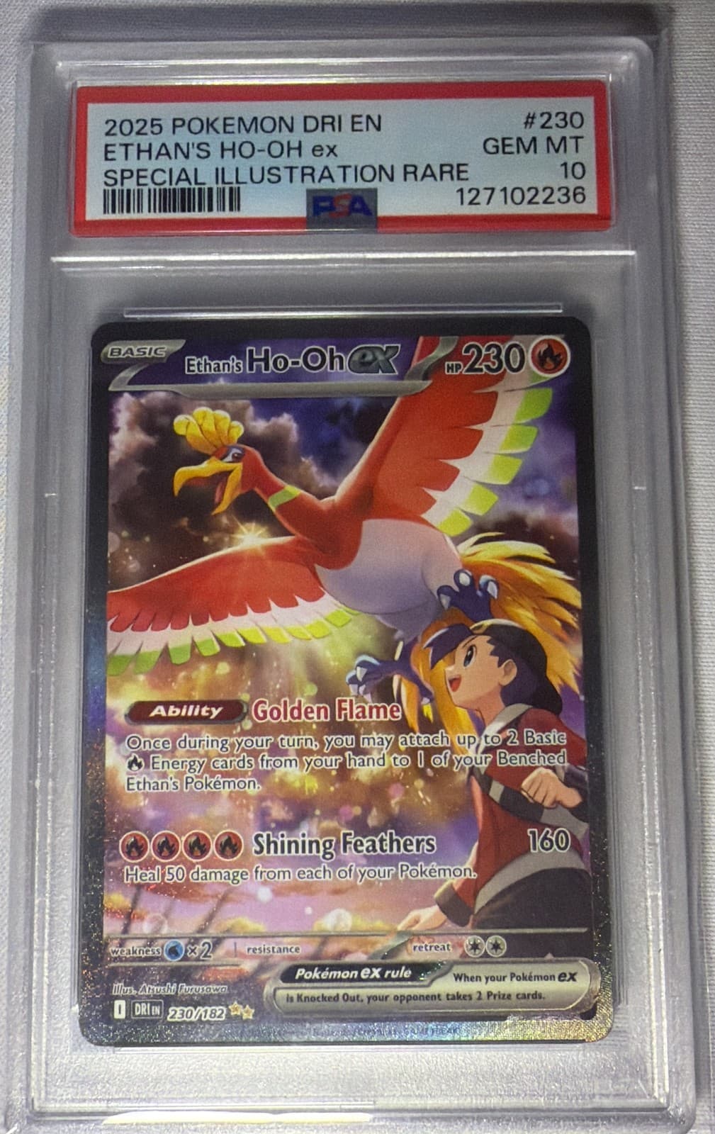 Ethan's Ho-Oh ex 230/182 Scarlet & Violet—Destined Rivals Holofoil PSA 10