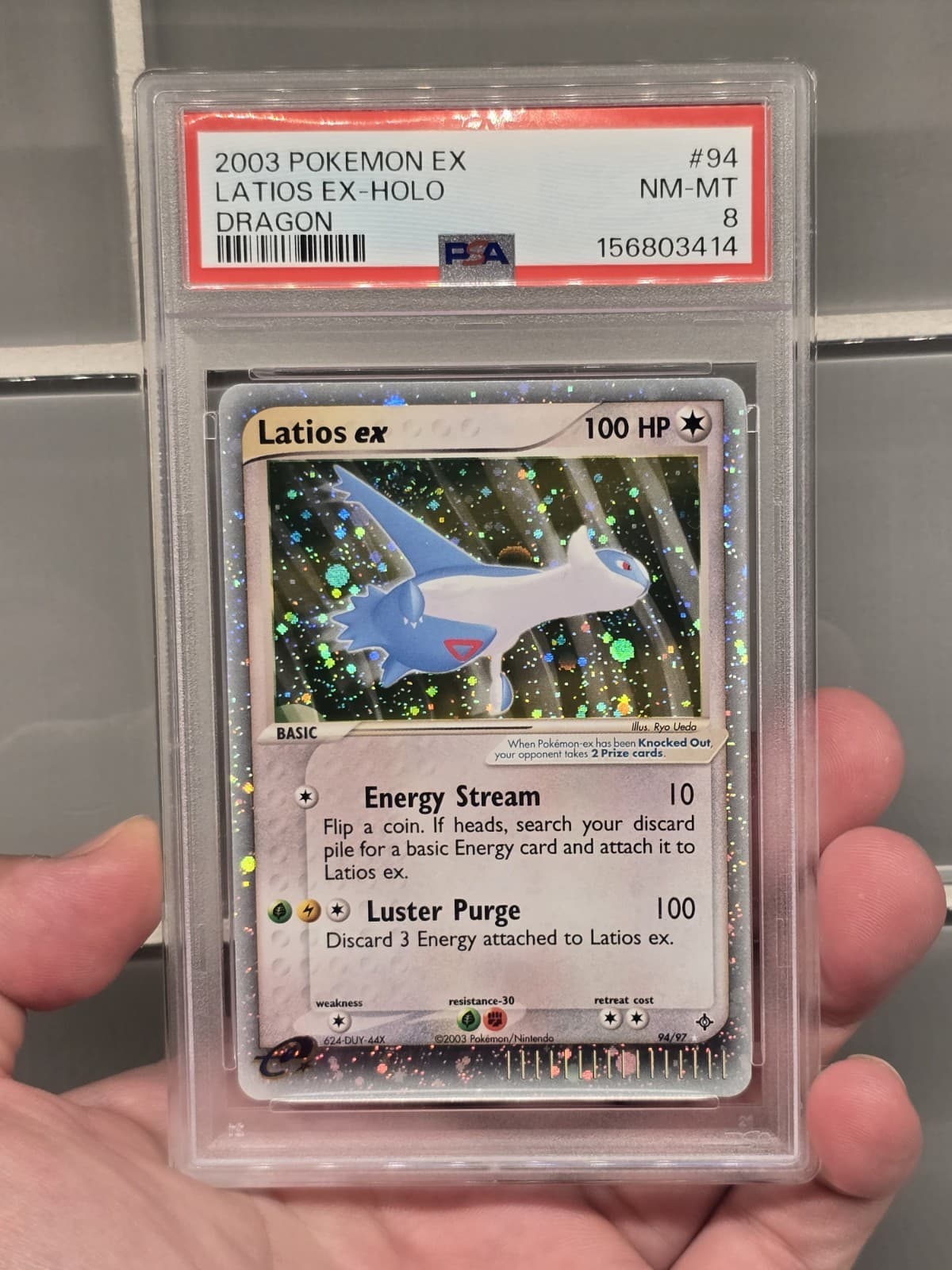 2003 POKEMON EX DRAGON #94 Latios EX-HOLO PSA 8 New Cert NM-MT 8
