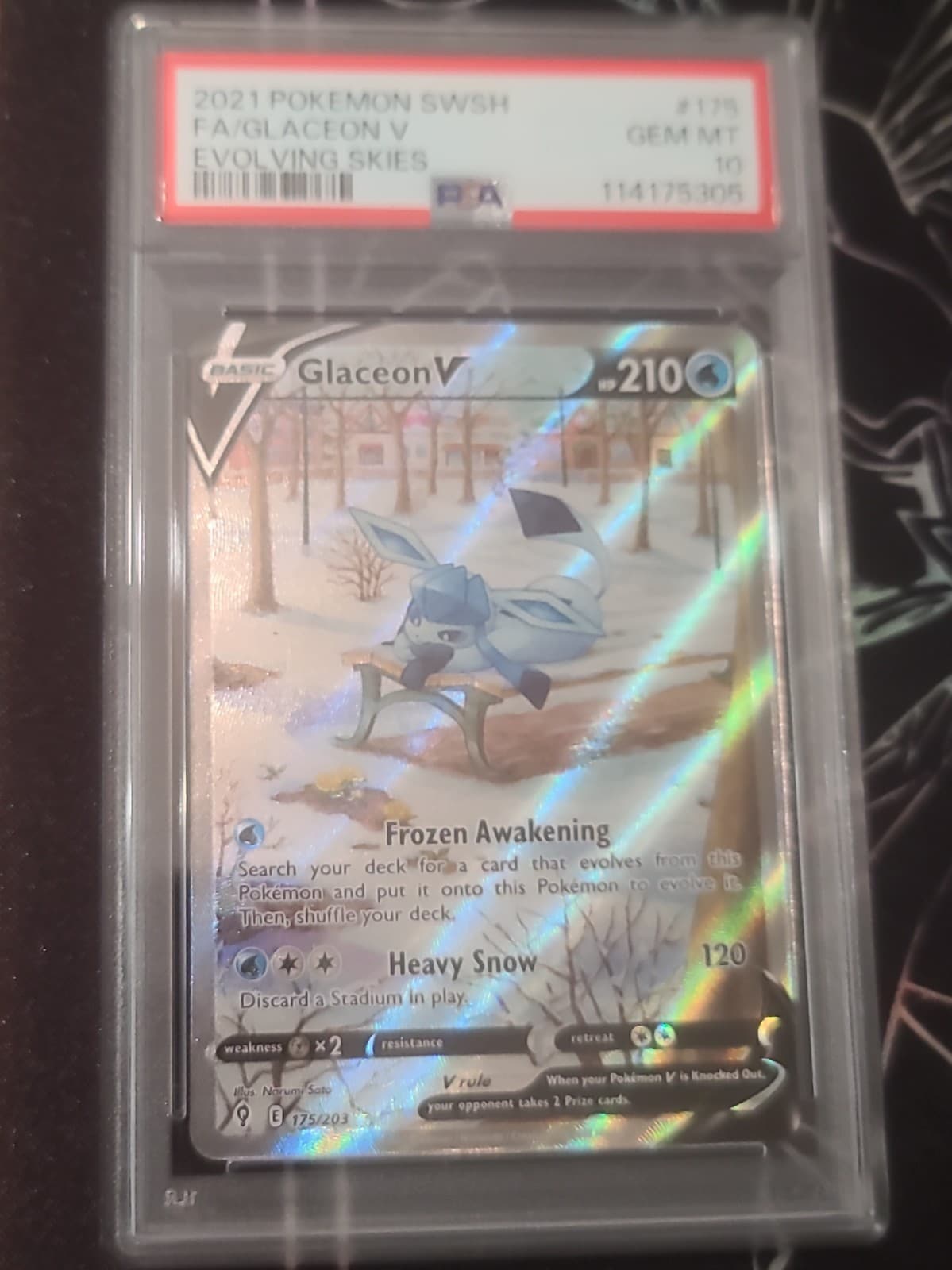 Glaceon V (Alternate Full Art cards) 175/203 Evolving Skies Psa 10 ❄️ 🧊 Read👇