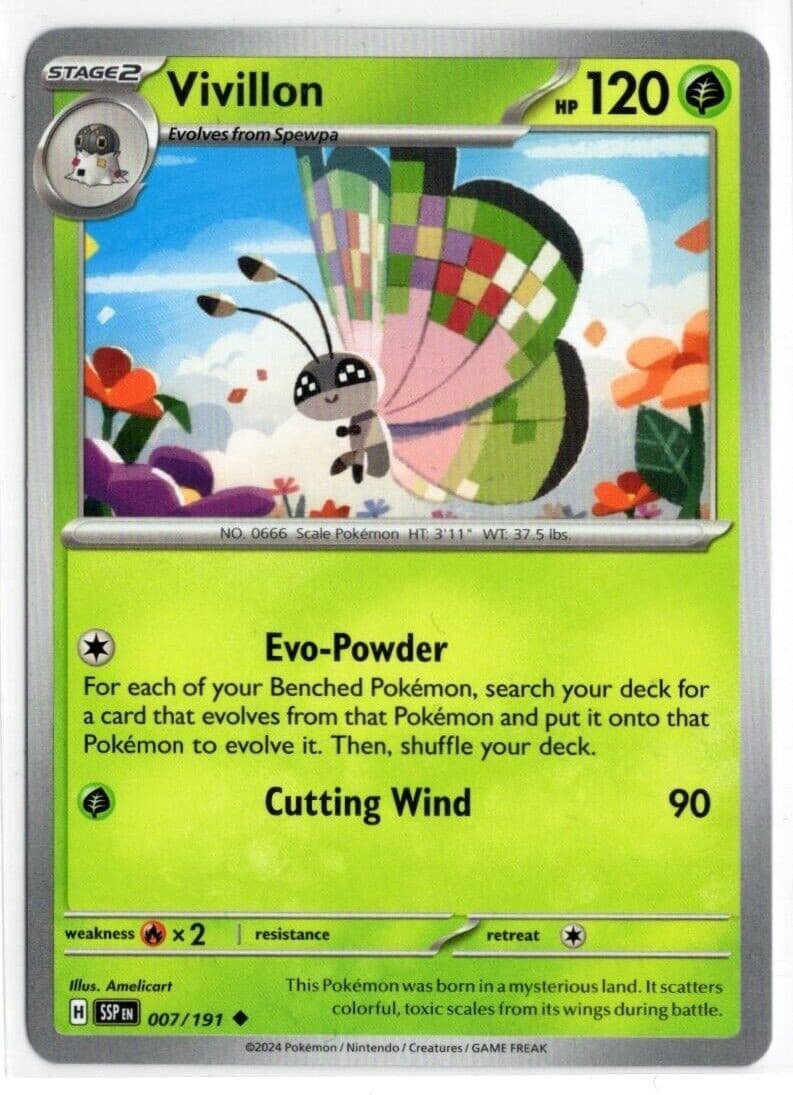 Pokemon - 007/191 Vivillon - Surging Sparks - NM