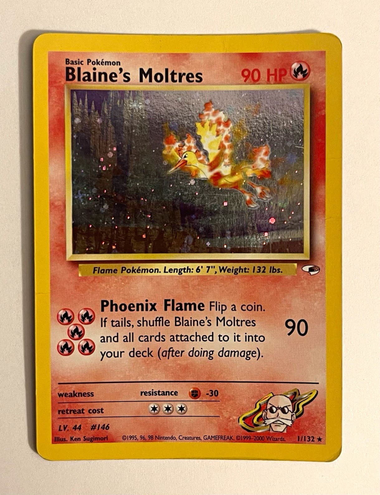 Pokemon Blaine’s Moltres 1/132 Holo Rare Gym Heroes Unlimited 2000 WOTC