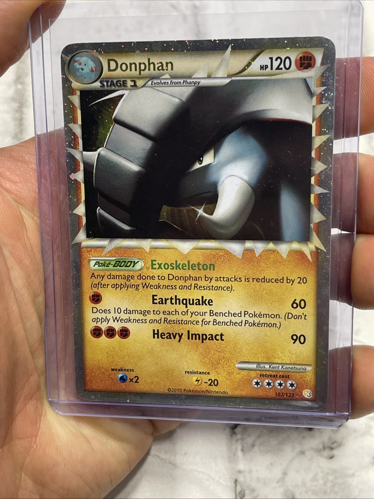 Pokemon TCG Donphan PRIME 107/123 HeartGold SoulSilver Holo HP120 ENG LP Card