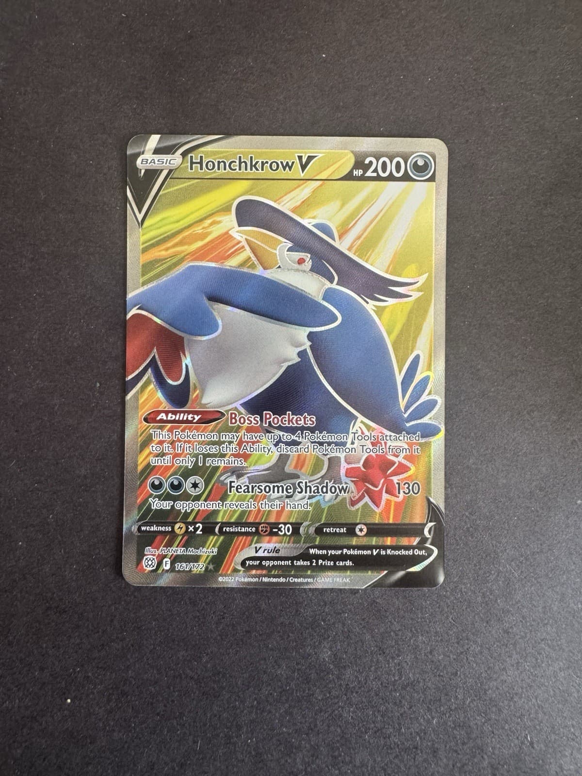 Honchkrow V 161/172 Full Art Brilliant Stars Pokemon Near Mint