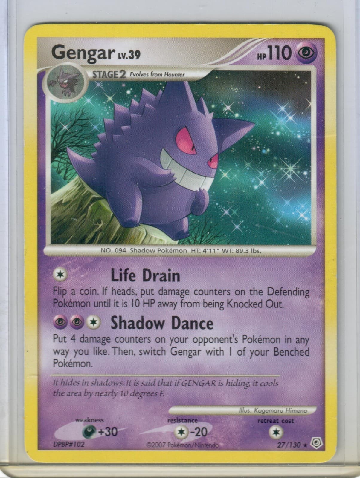Pokémon Gengar 27/130 Diamond & Pearl Rare 110HP Regular Card 2007 LP Common