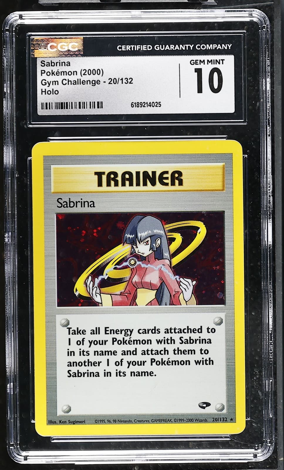 CGC 10 GEM MINT Sabrina 20/132 Gym Challenge Holo Pokemon Card