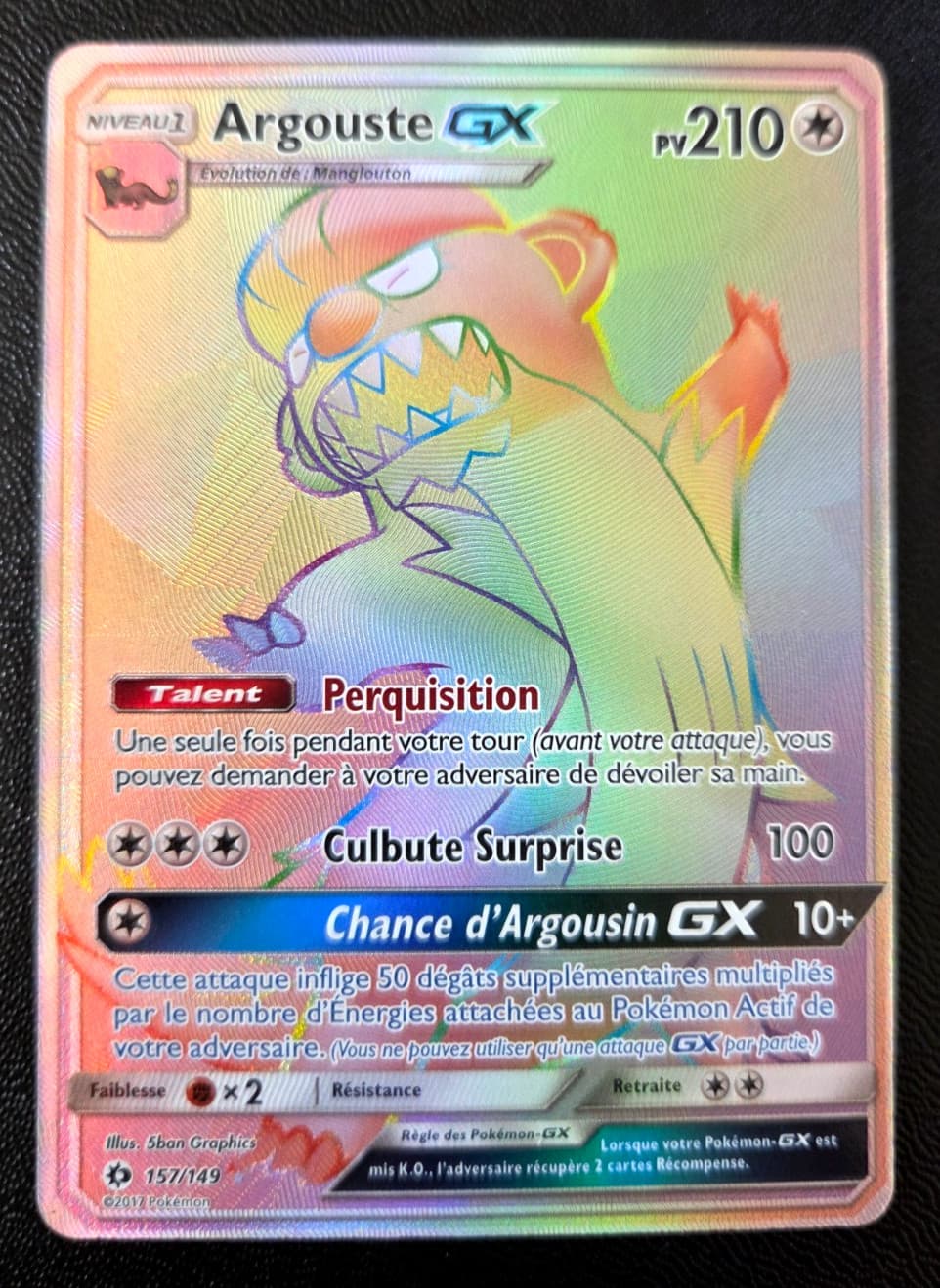 Carte Pokémon Argouste GX Rainbow 157/149 Soleil et Lune Alternative Display ETB