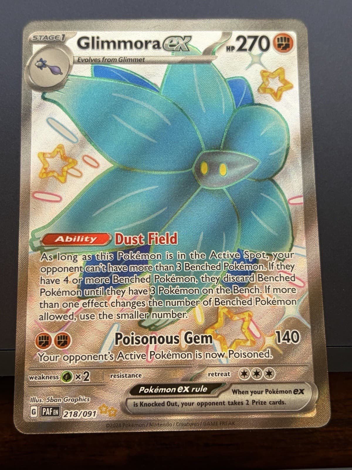 Glimmora ex 218/091 Shiny Ultra Rare Paldean Fates Pokemon Holo