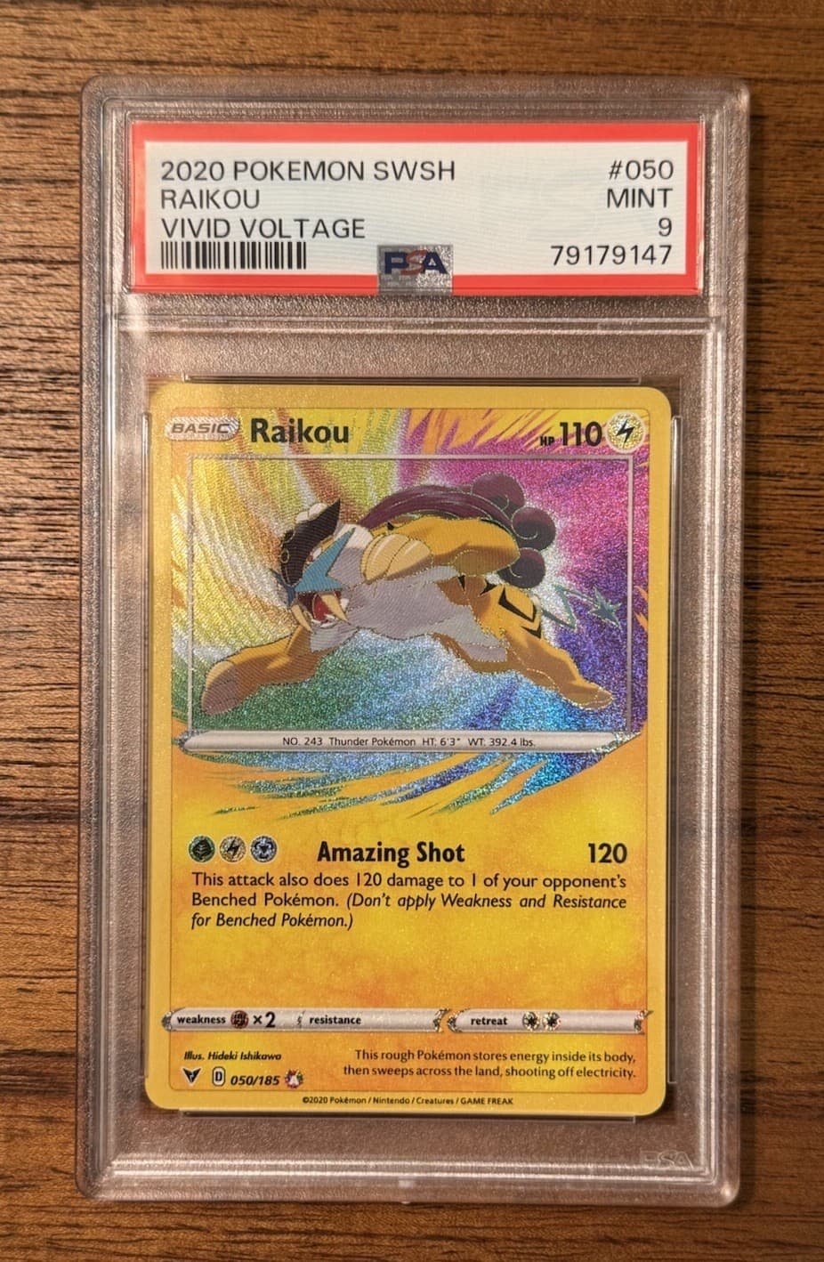 2020 Pokemon SWSH Vivid Voltage Raikou #050/185 PSA 9