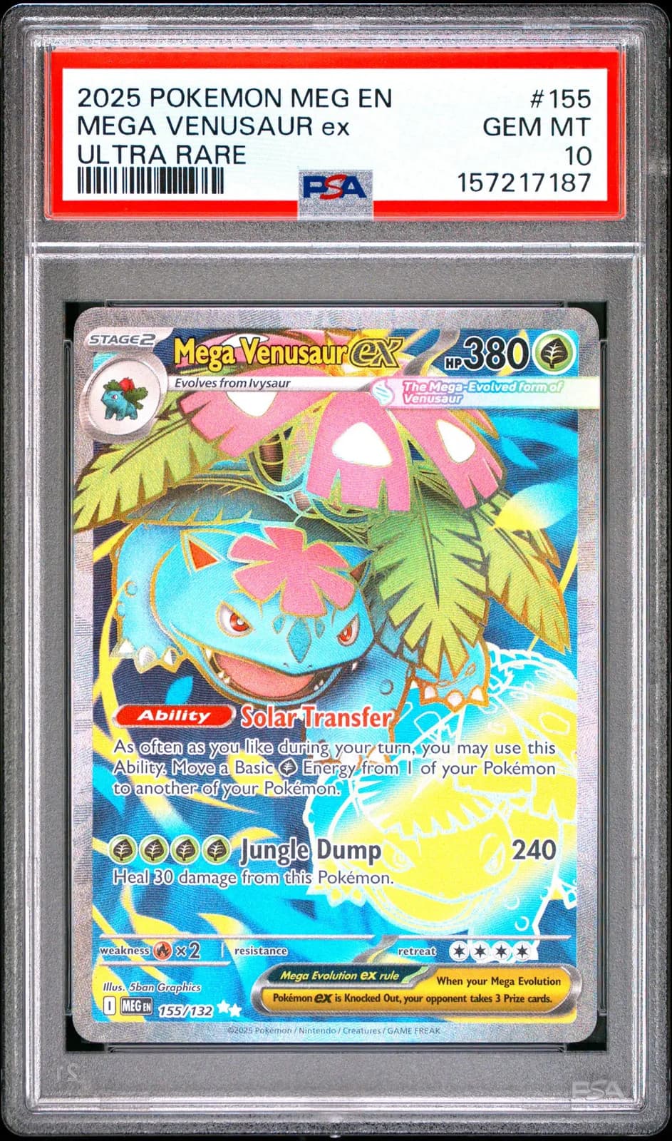 2025 POKEMON MEG EN-MEGA EVOLUTION ULTRA RARE #155 MEGA VENUSAUR EX PSA 10