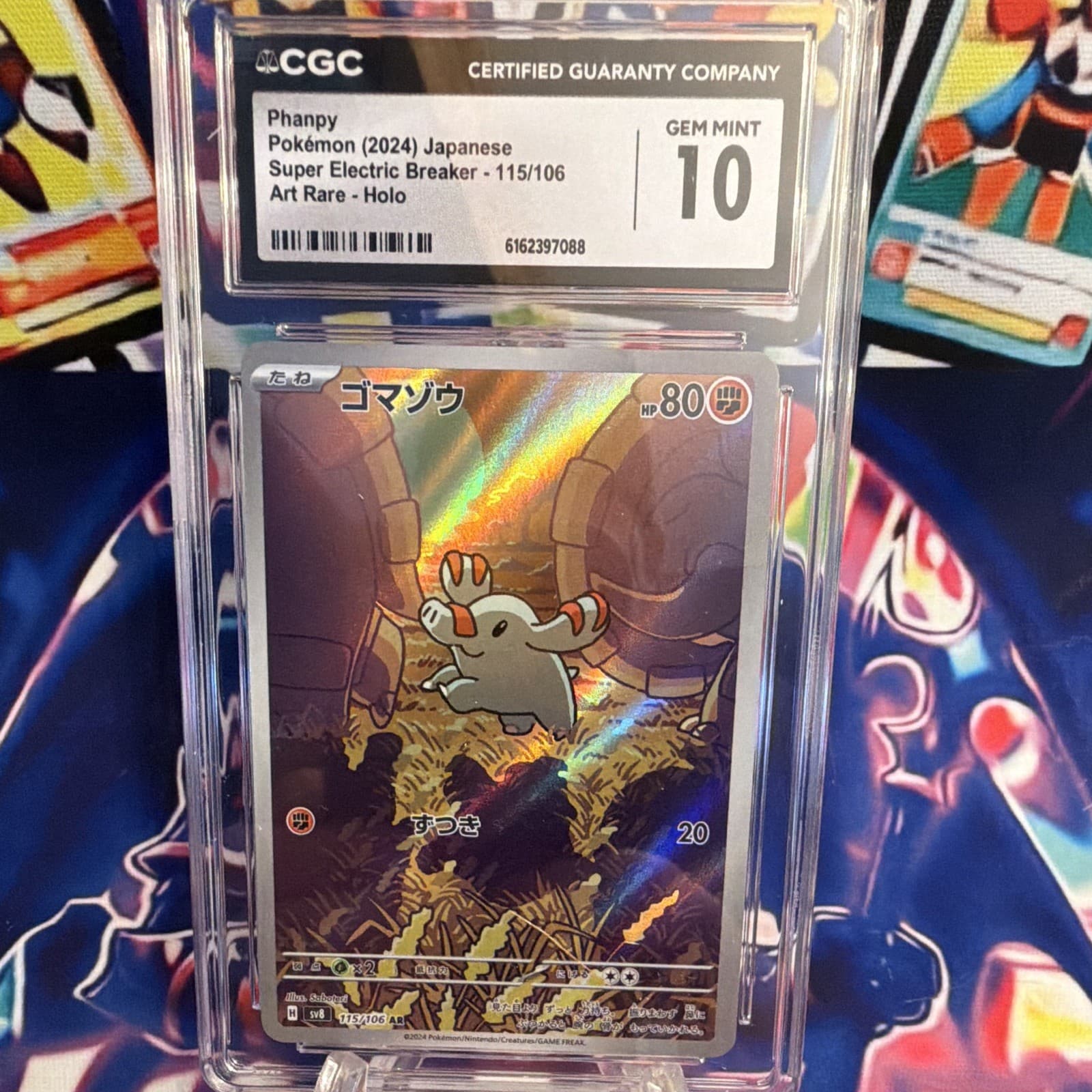CGC 10 Phanpy 115/106 Art Rare Holo Japanese Sv8 Super Electric Breaker 2024