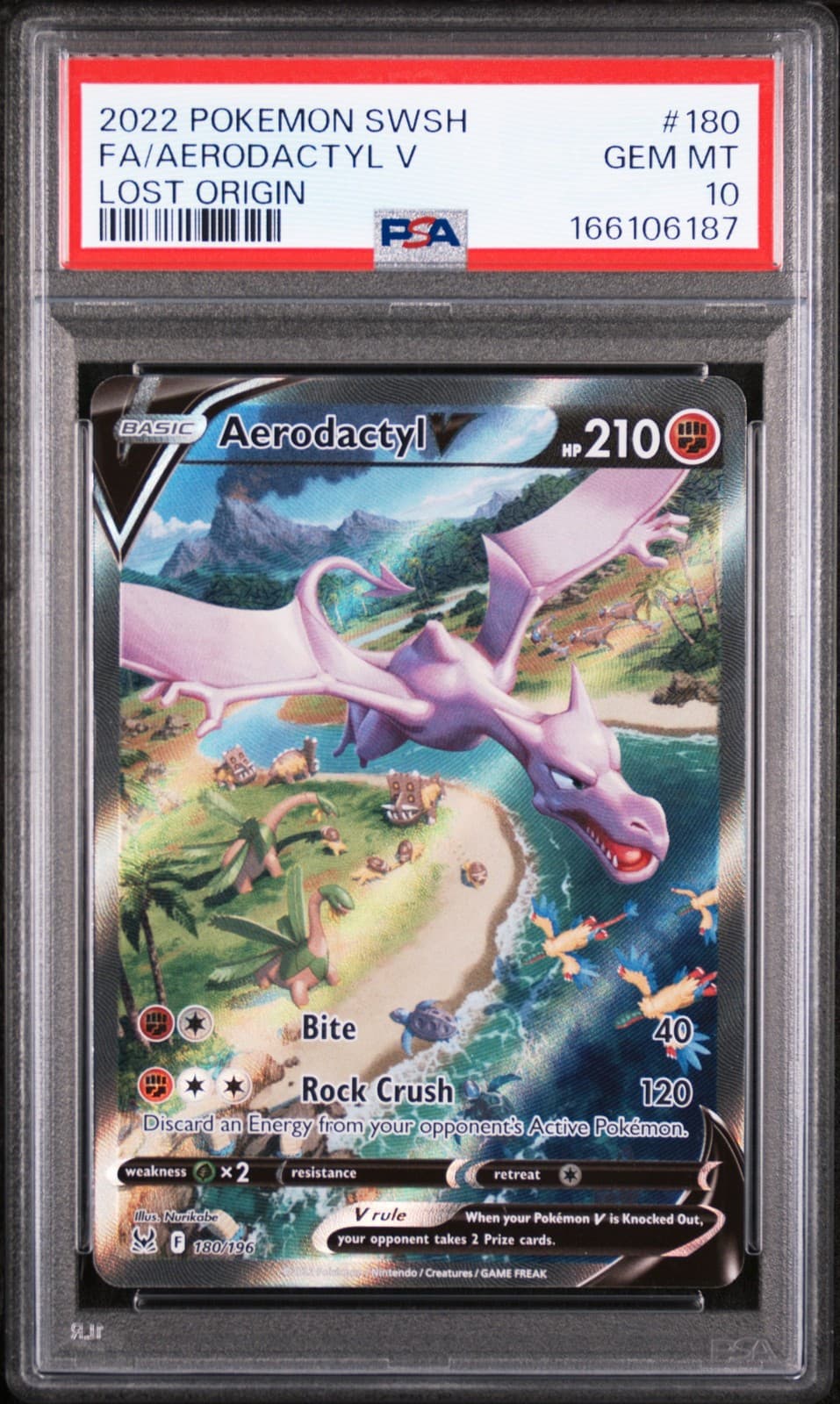 2022 POKEMON SWORD & SHIELD LOST ORIGIN #180 FULL ART/AERODACTYL V PSA 10
