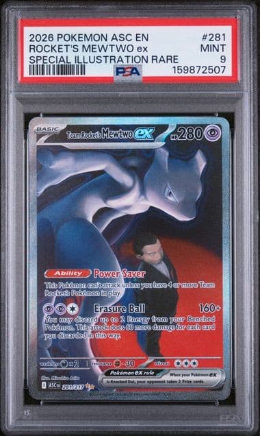 Pokemon PSA 9 Team Rocket's Mewtwo ex ME: Ascended Heroes 281/217