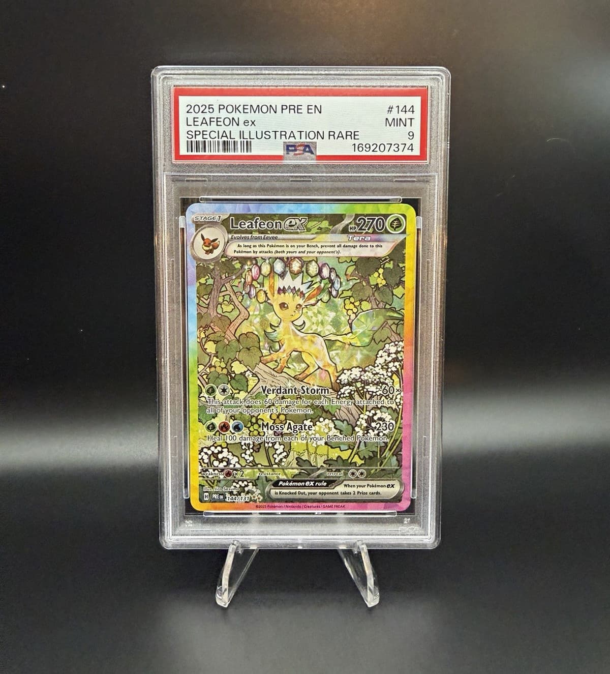 Pokemon TCG Leafeon ex Prismatic Evolutions SIR Holo EN 2025 PSA 9 144/131