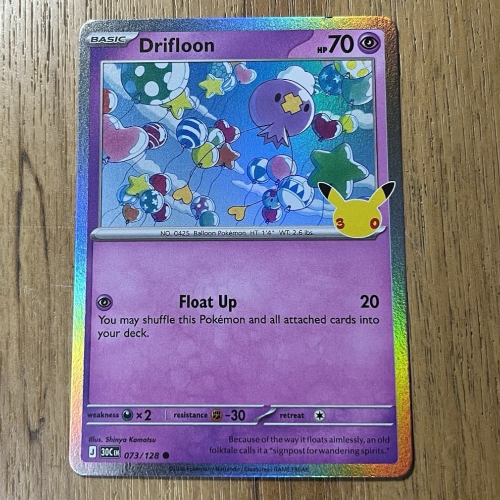 Drifloon 073/128 Holo Rare Pokemon 30th Anniversary Celebration LP
