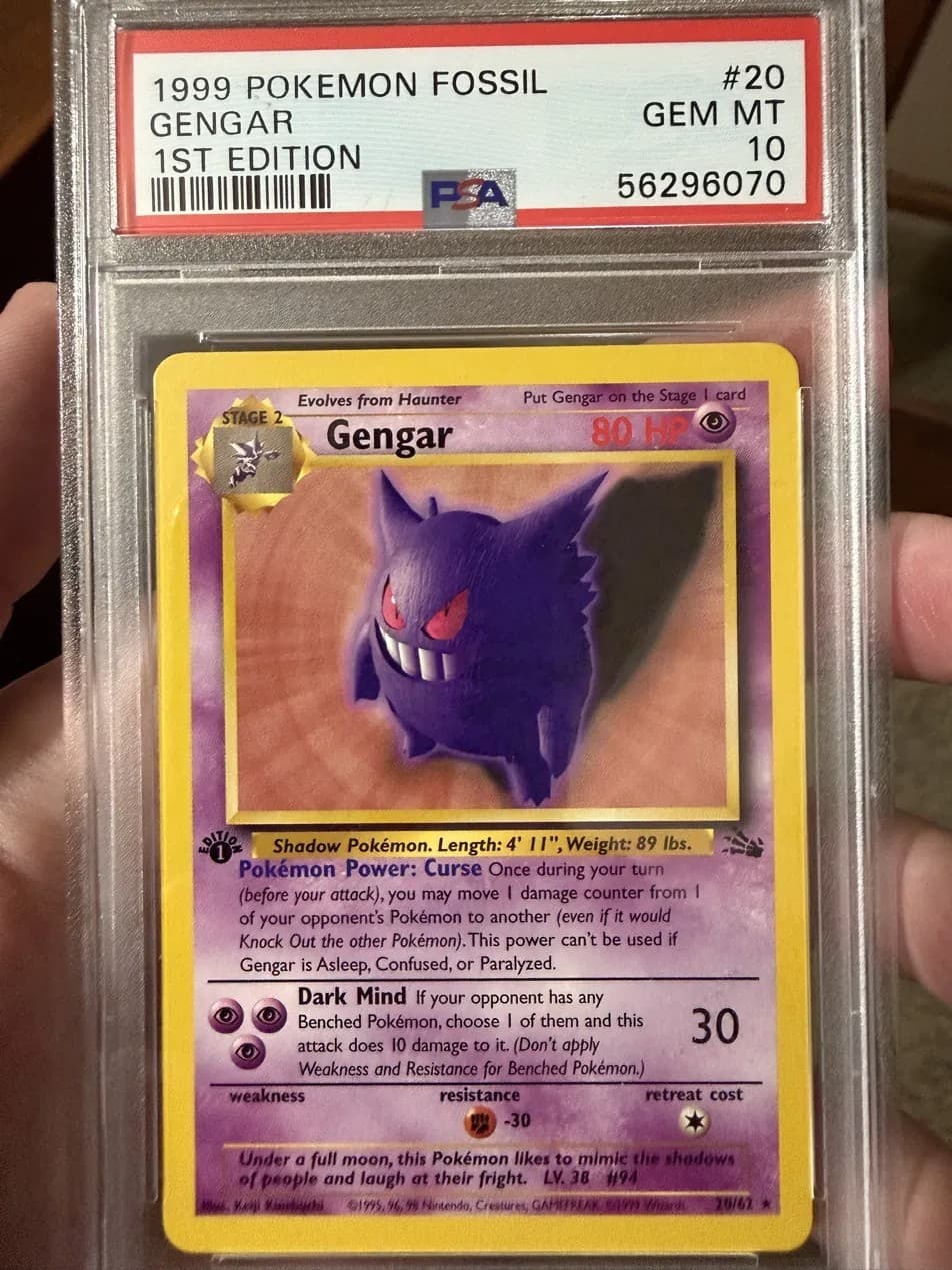 Gengar 20/62 1st Edition Fossil PSA 10 Pokemon
