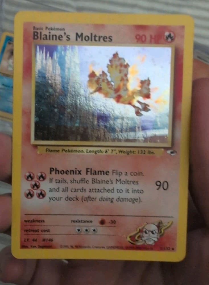 Pokémon TCG Blaine's Moltres Gym Heroes Holo Card 1/132 Unlimited Rare