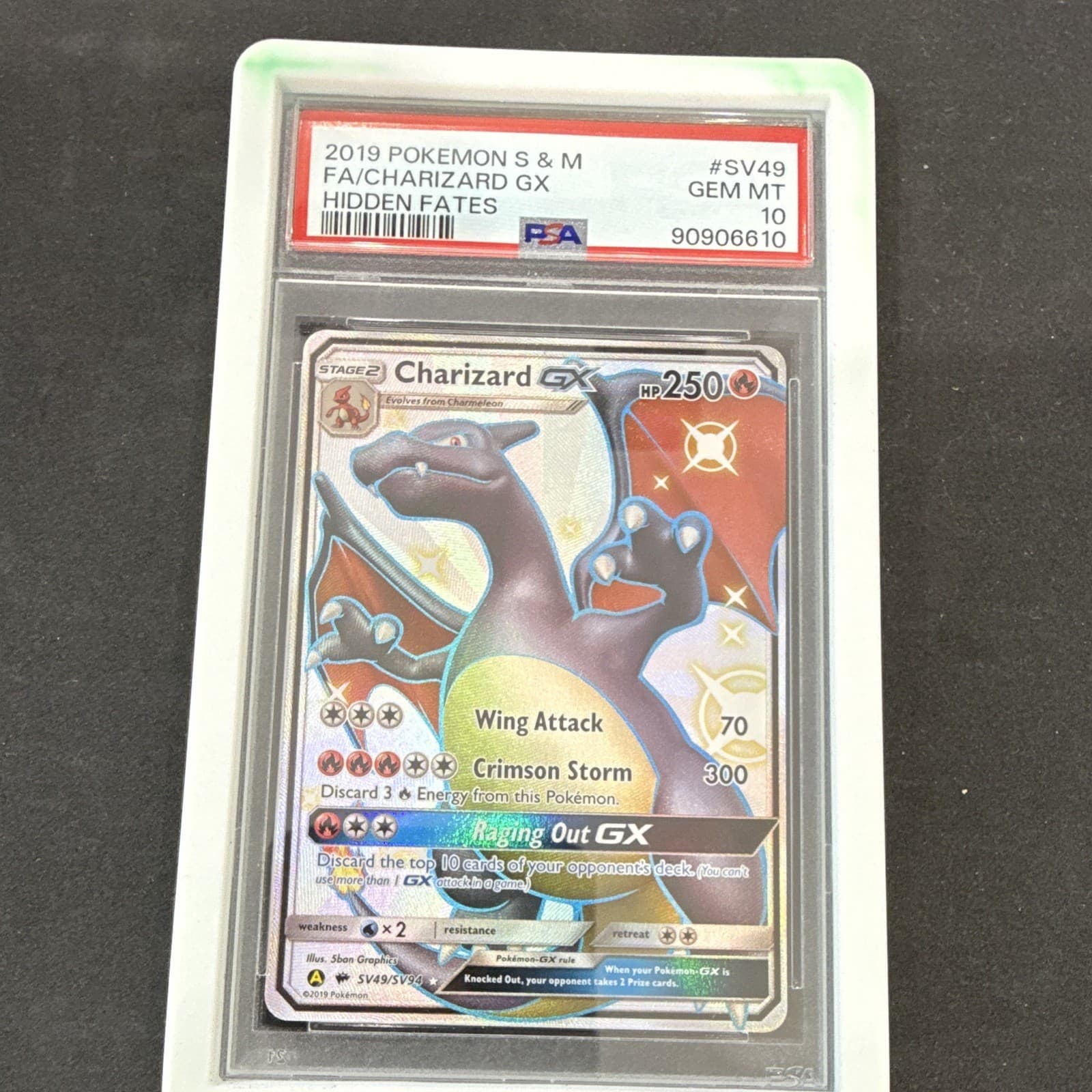 Pokemon TCG 2019 Hidden Fates Shiny Vault Charizard GX SV49/SV94 FA Holo PSA 10