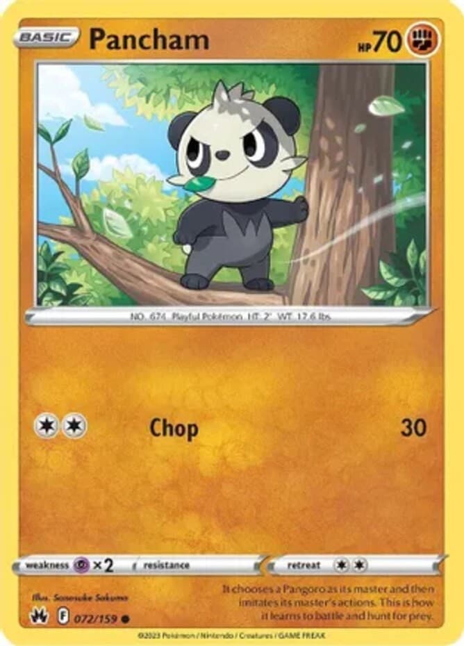 Pancham - 072/159 - Common (Near Mint) Crown Zenith - Fighting Pokémon